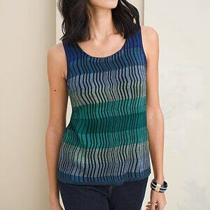 New Chicos Sleeveless Sweater Knit Tank Top Size 4 20/22 Womens Squiggly Striped